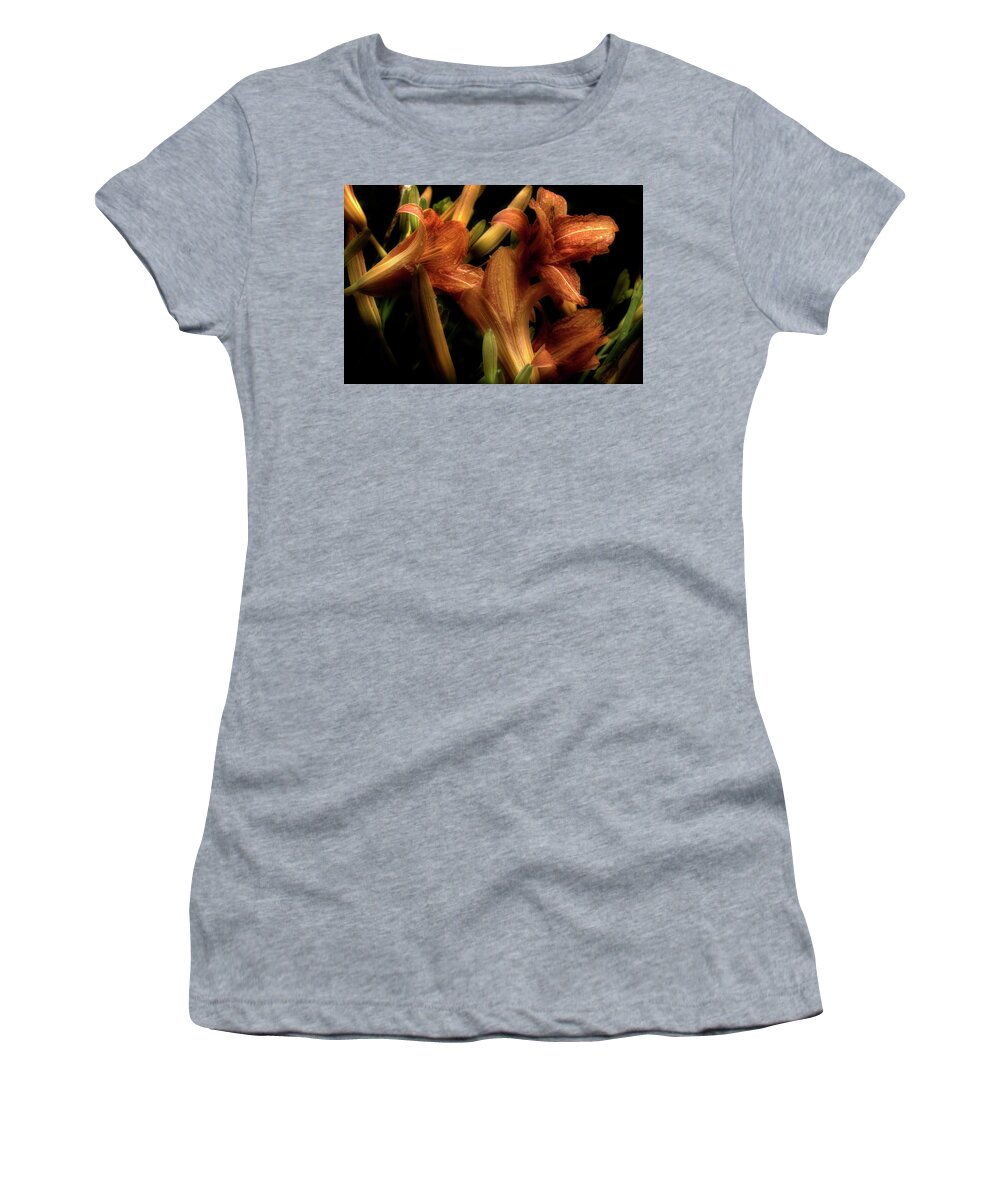 Lilies Women's T-Shirt featuring the photograph Evening Lilies by Mike Eingle