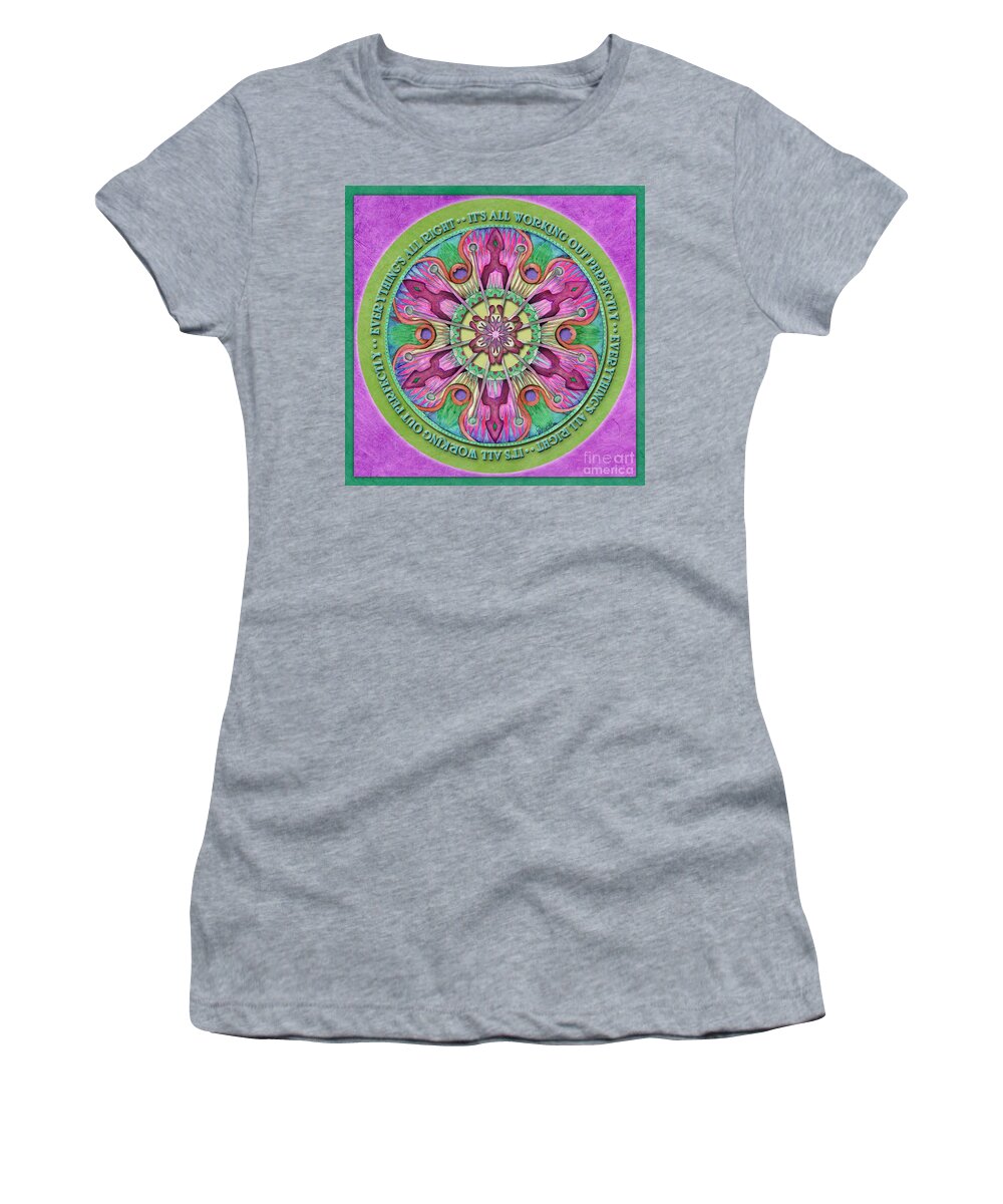 Mandala Women's T-Shirt featuring the painting Everything's All Right Mandala Prayer by Jo Thomas Blaine