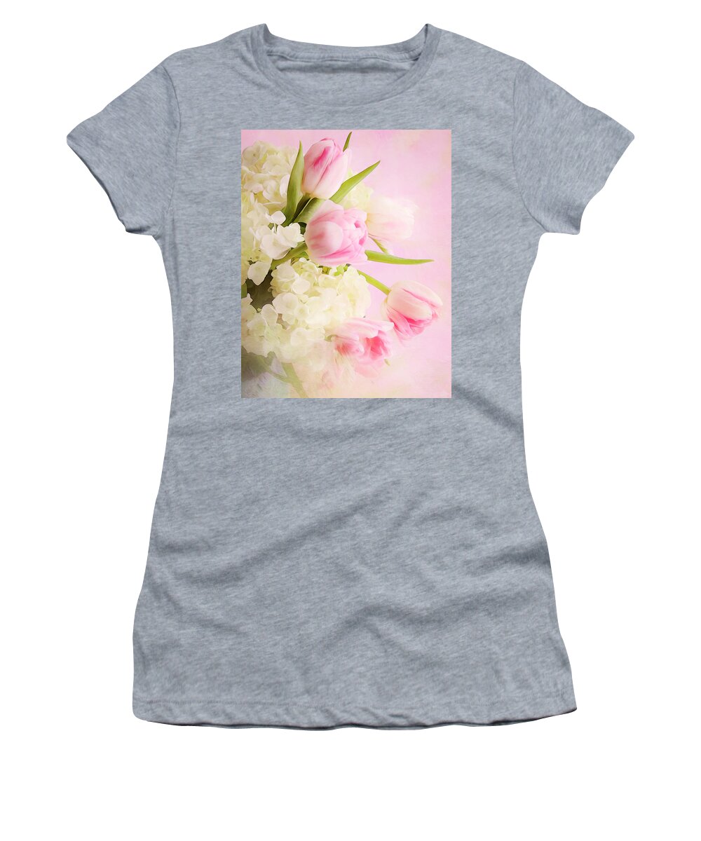 Tulips Women's T-Shirt featuring the photograph Except For Flowers by Theresa Tahara