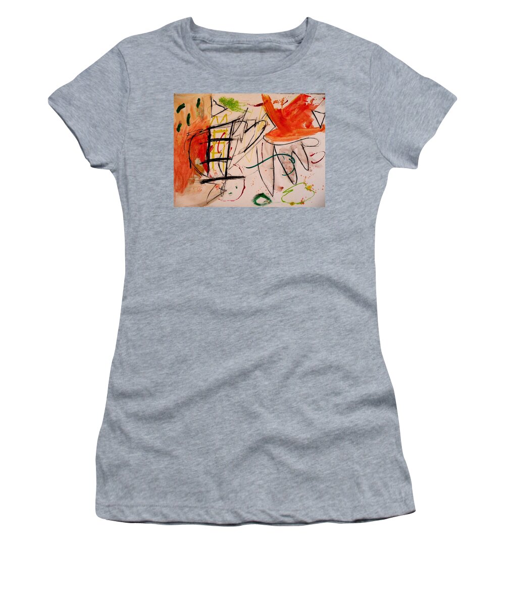 Orange Women's T-Shirt featuring the painting Exhuberance by Janis Kirstein