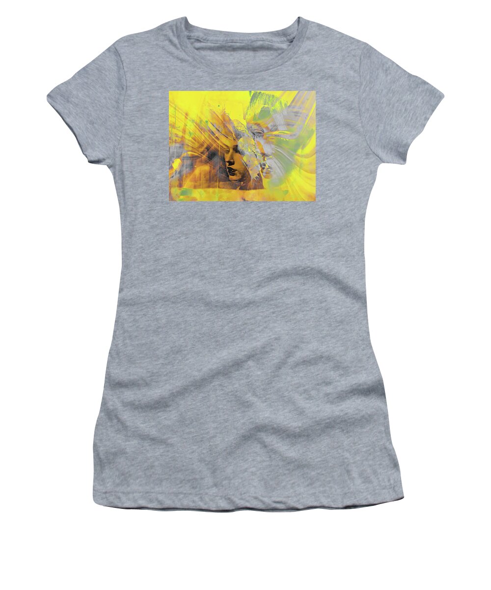 Face Women's T-Shirt featuring the photograph Faces in yellow and grey by Gabi Hampe