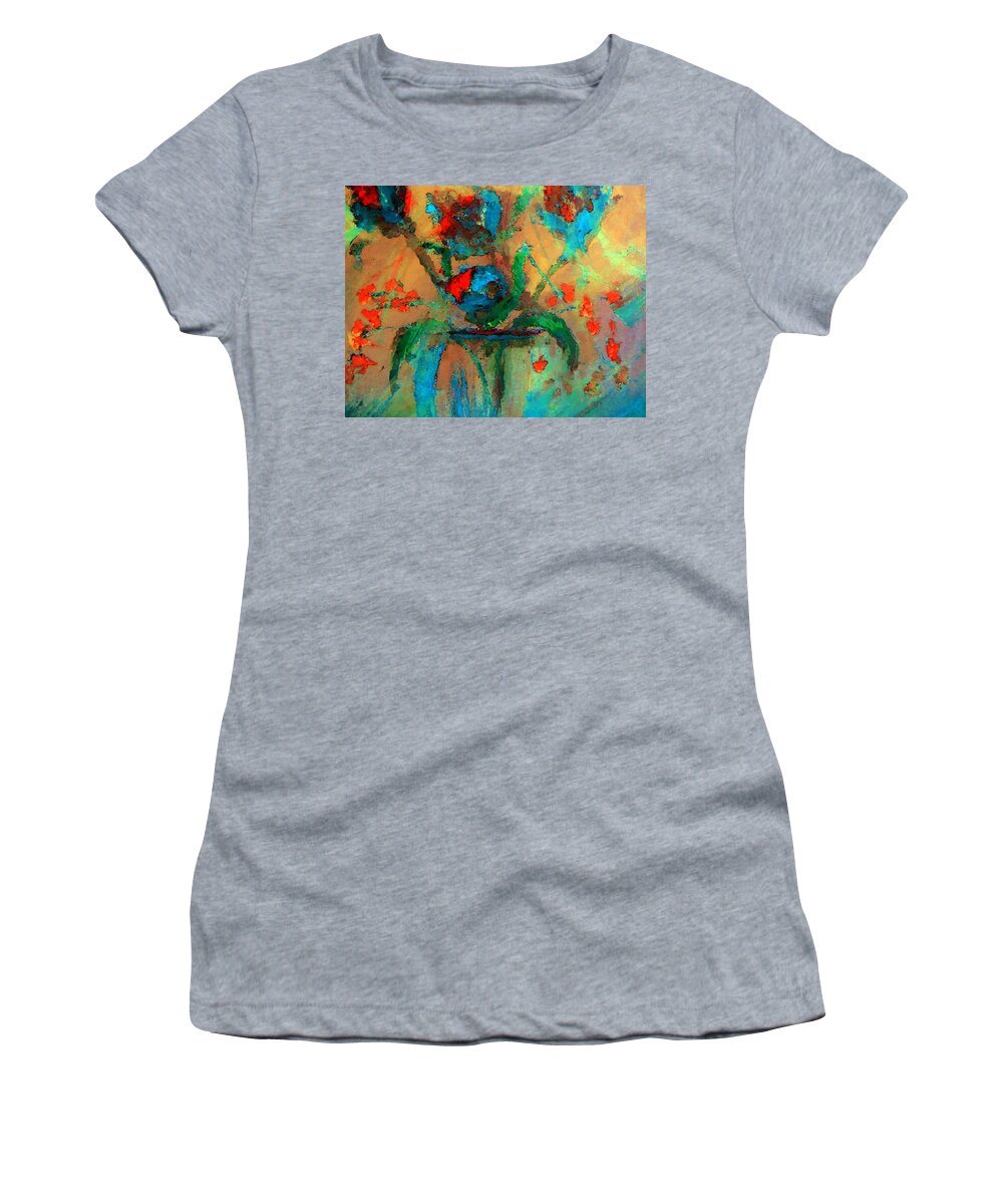 Bouquet Women's T-Shirt featuring the painting Outside Pottery Bouquet by Lisa Kaiser