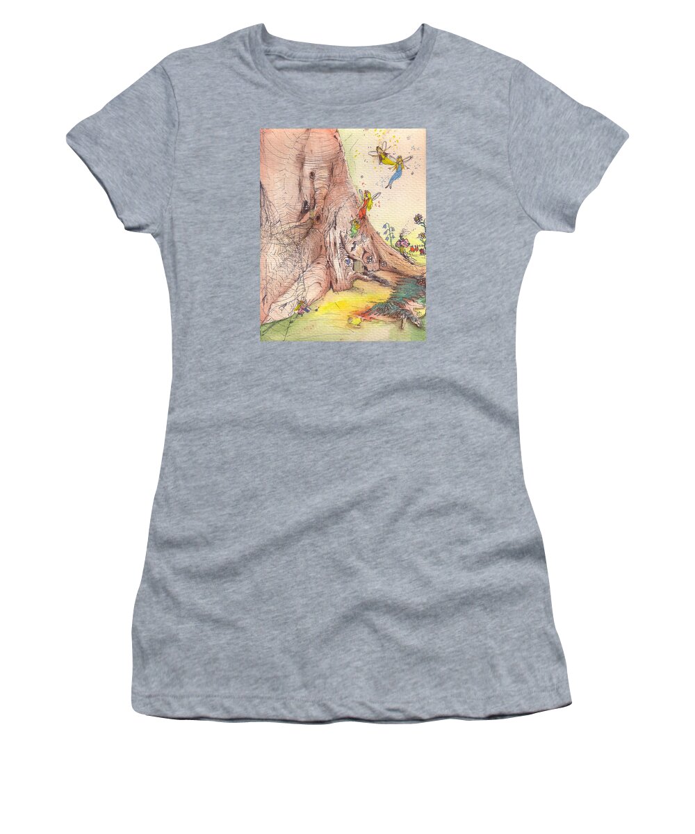 Landscape Women's T-Shirt featuring the painting Fairyland by Catt Kyriacou