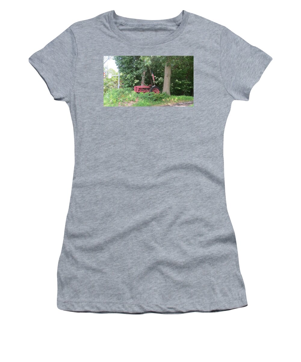 Red Tractor Women's T-Shirt featuring the photograph Faithful American Tractor by Jeanette Oberholtzer