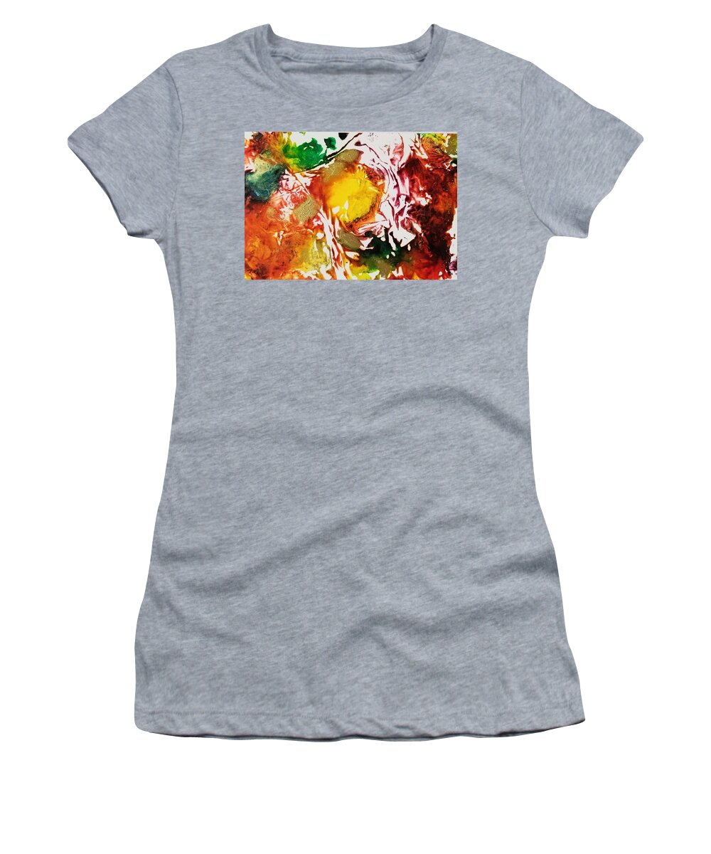 Abstract Alcohol Ink Painting Women's T-Shirt featuring the painting Fall 4 by Donna Perry