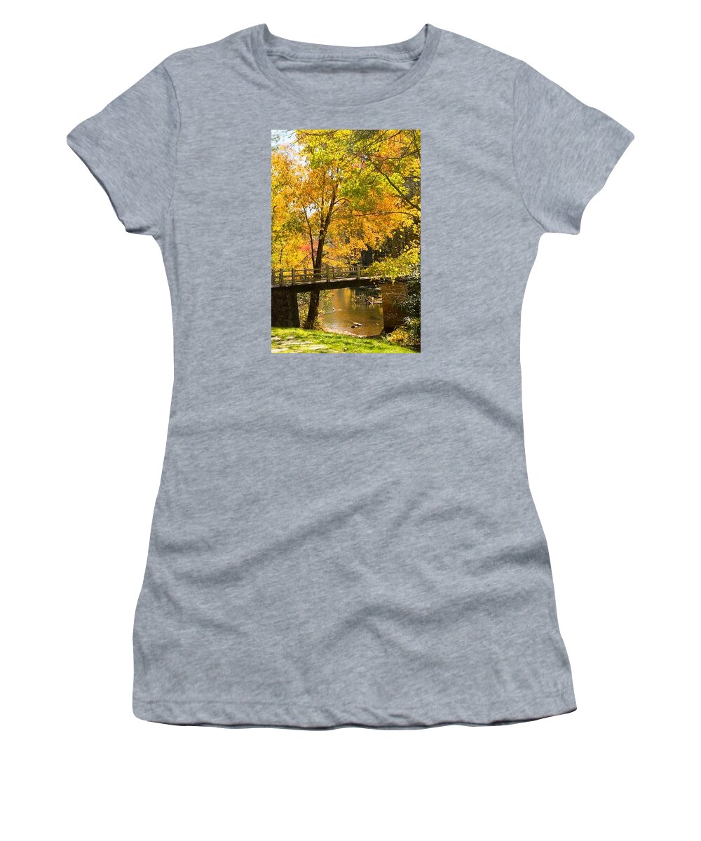Falls Women's T-Shirt featuring the photograph Fall Bridge by Patricia Dennis