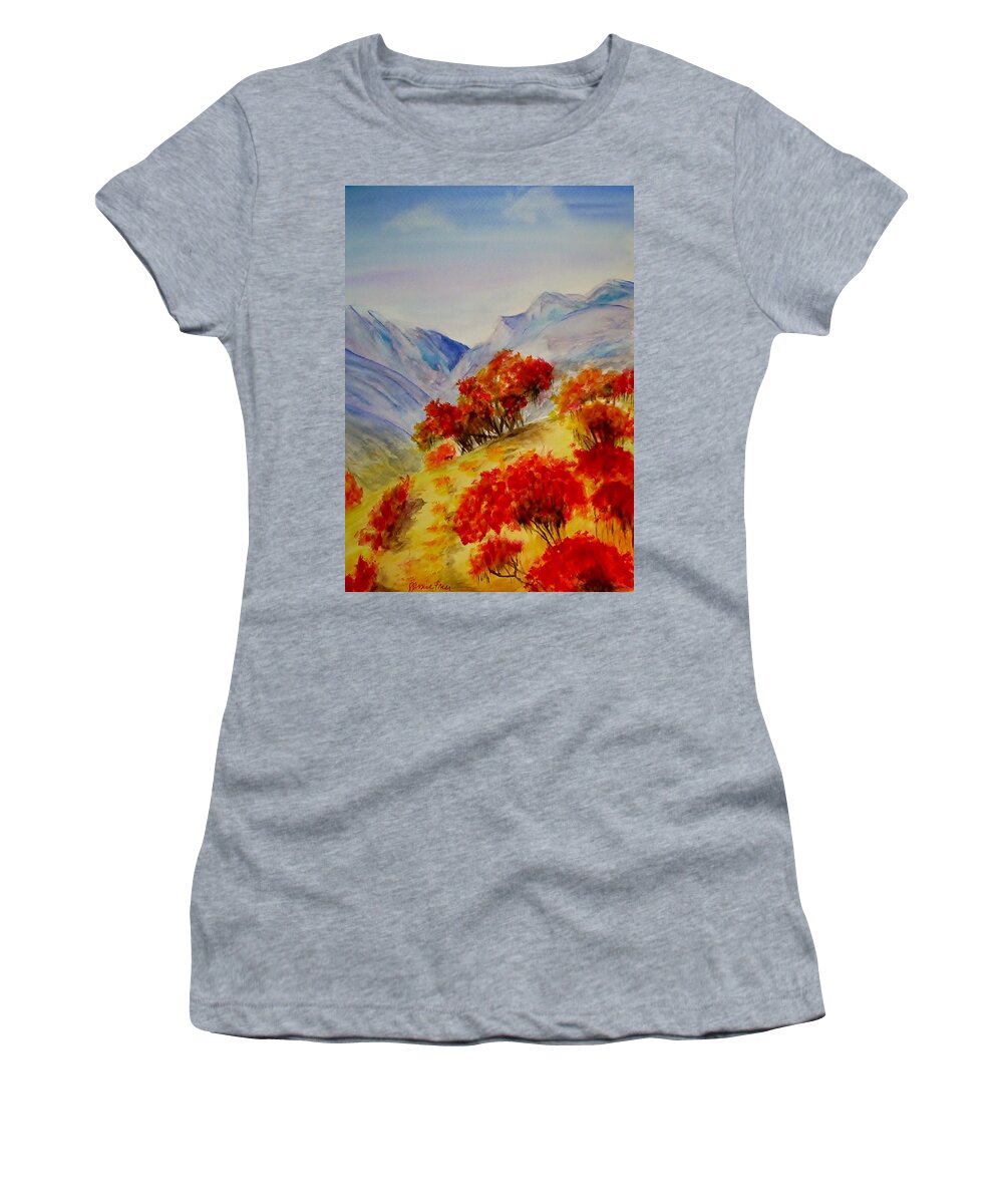 Mountains Women's T-Shirt featuring the painting Fall Color by Jamie Frier