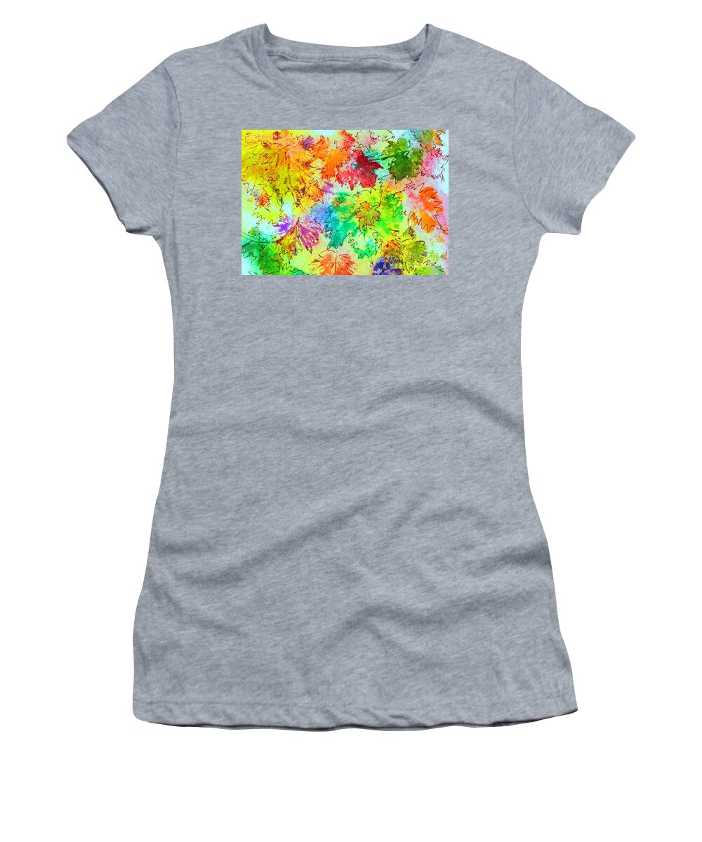 Fall Leaves Of Red Women's T-Shirt featuring the painting Fall Leaves 7 by Hazel Holland