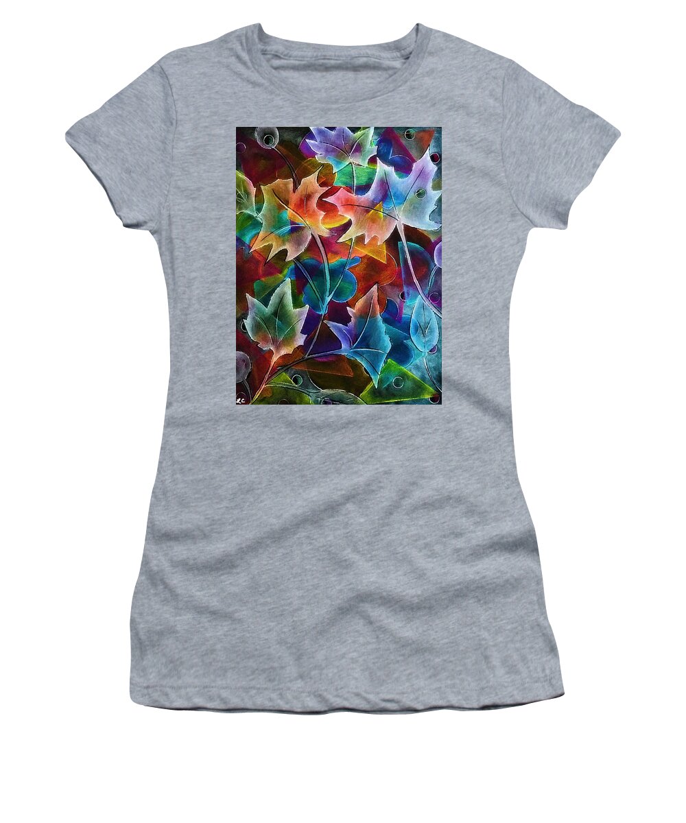 Seasonal Abstract Art Women's T-Shirt featuring the pastel Fall Luminosity-Inner Compost by Laurie's Intuitive