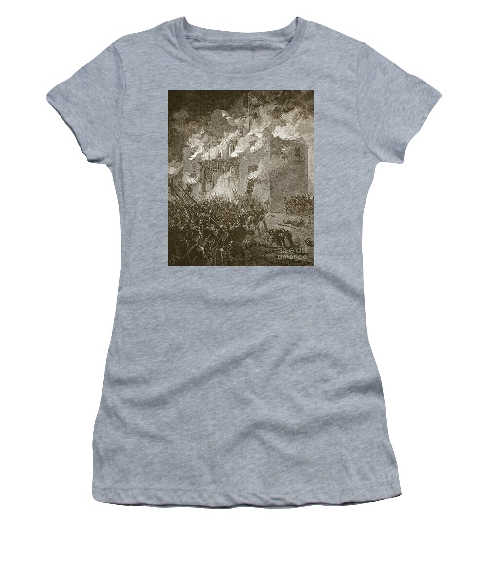 Fall Of The Alamo Women's T-Shirt featuring the drawing Fall of the Alamo by Alfred Rudolph Waud
