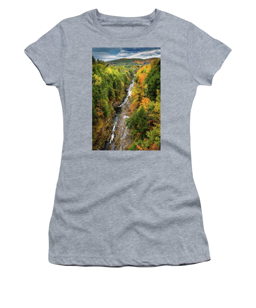 Quechee Gorge Vt Women's T-Shirt featuring the photograph Fall Quechee Gorge, VT by Michael Hubley