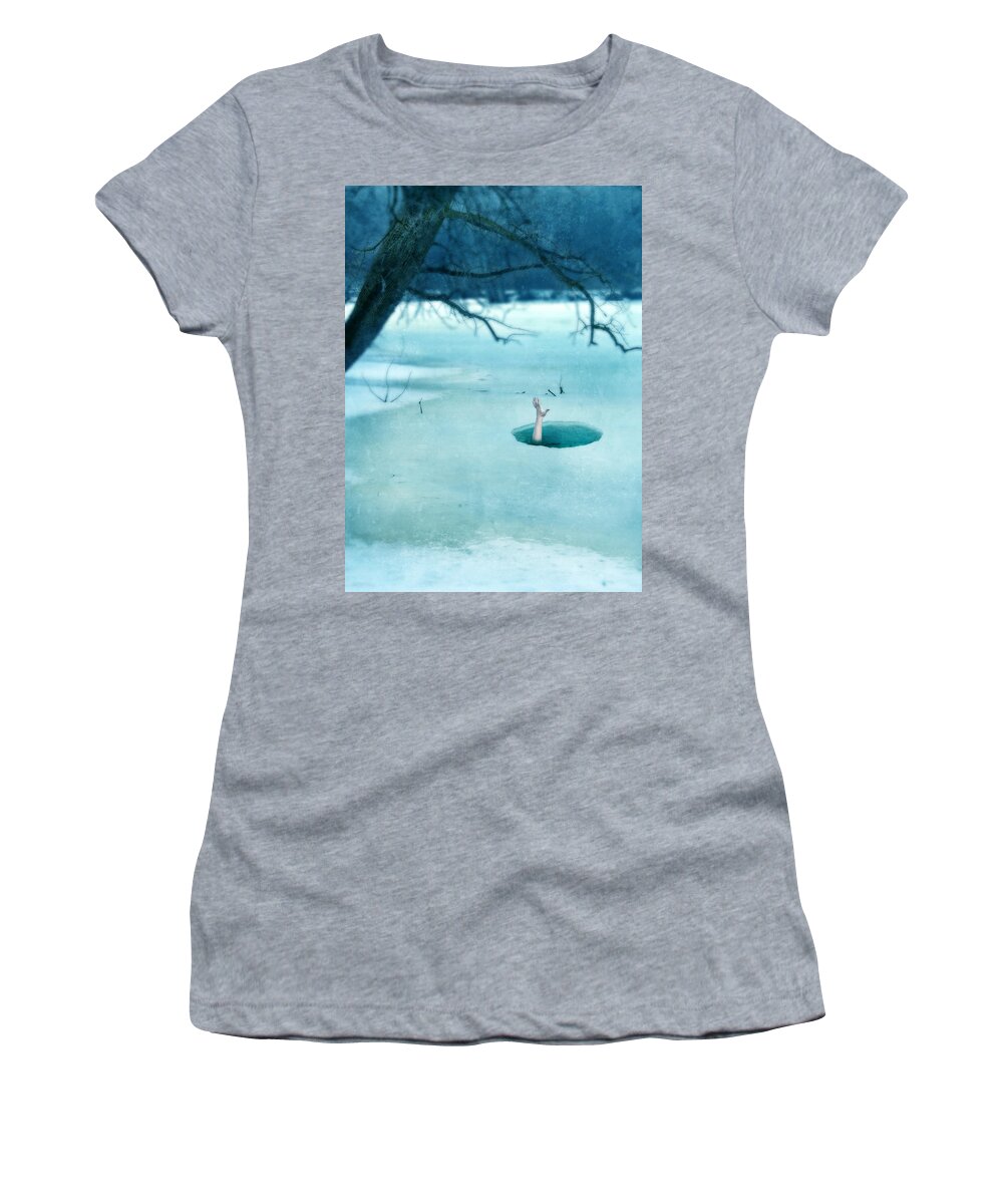 Hand Women's T-Shirt featuring the photograph Fallen Through the Ice by Jill Battaglia