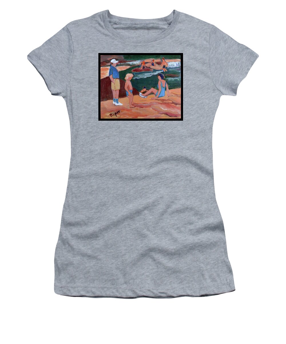 Slide Rock Arizona Women's T-Shirt featuring the painting Family at Slide Rock Park by Betty Pieper