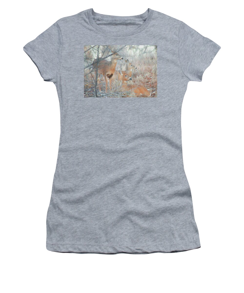 Deer Women's T-Shirt featuring the digital art Family Portrait by Ernest Echols