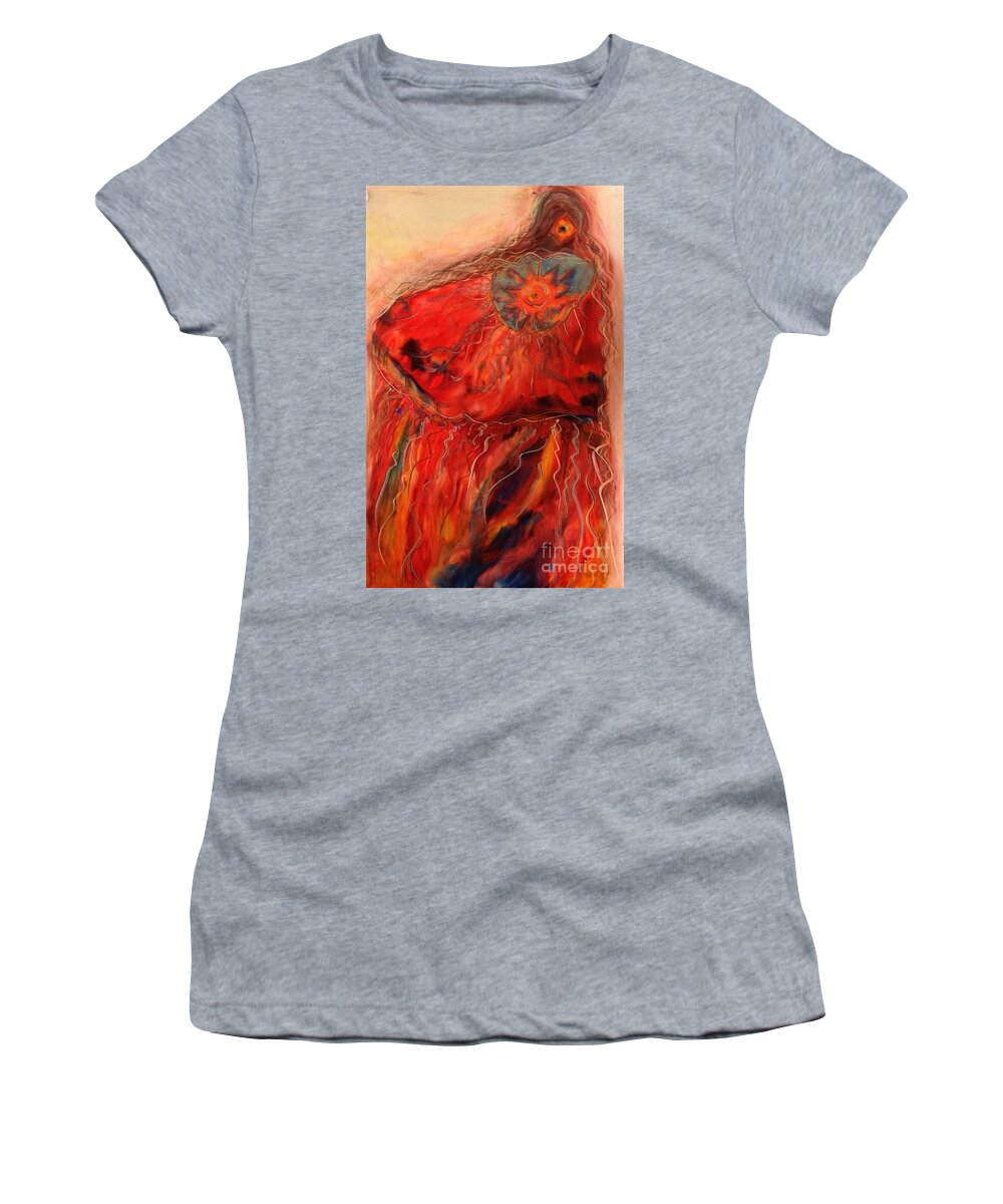 Native Woman Dancers Spirituality Totems First Nation Aboriginal Indegenious Woman Global Women's T-Shirt featuring the painting Fancy Shawl Dancer by FeatherStone Studio Julie A Miller