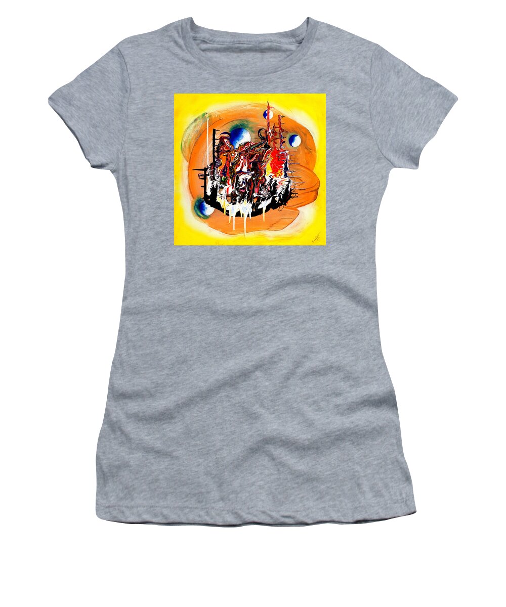 Space Women's T-Shirt featuring the painting Fantastico 101 by Pj LockhArt