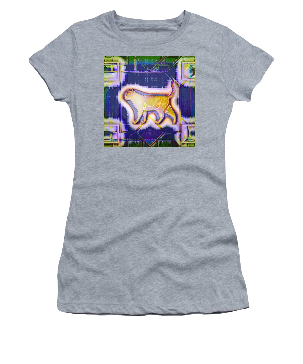 Cat Women's T-Shirt featuring the digital art Fantasy cat by Marko Sabotin