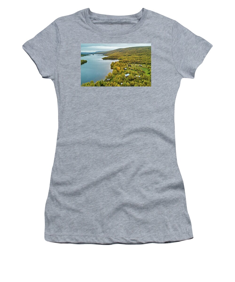 Landscape Women's T-Shirt featuring the photograph Farm in Ohcejohka Valley 1 by Pekka Sammallahti