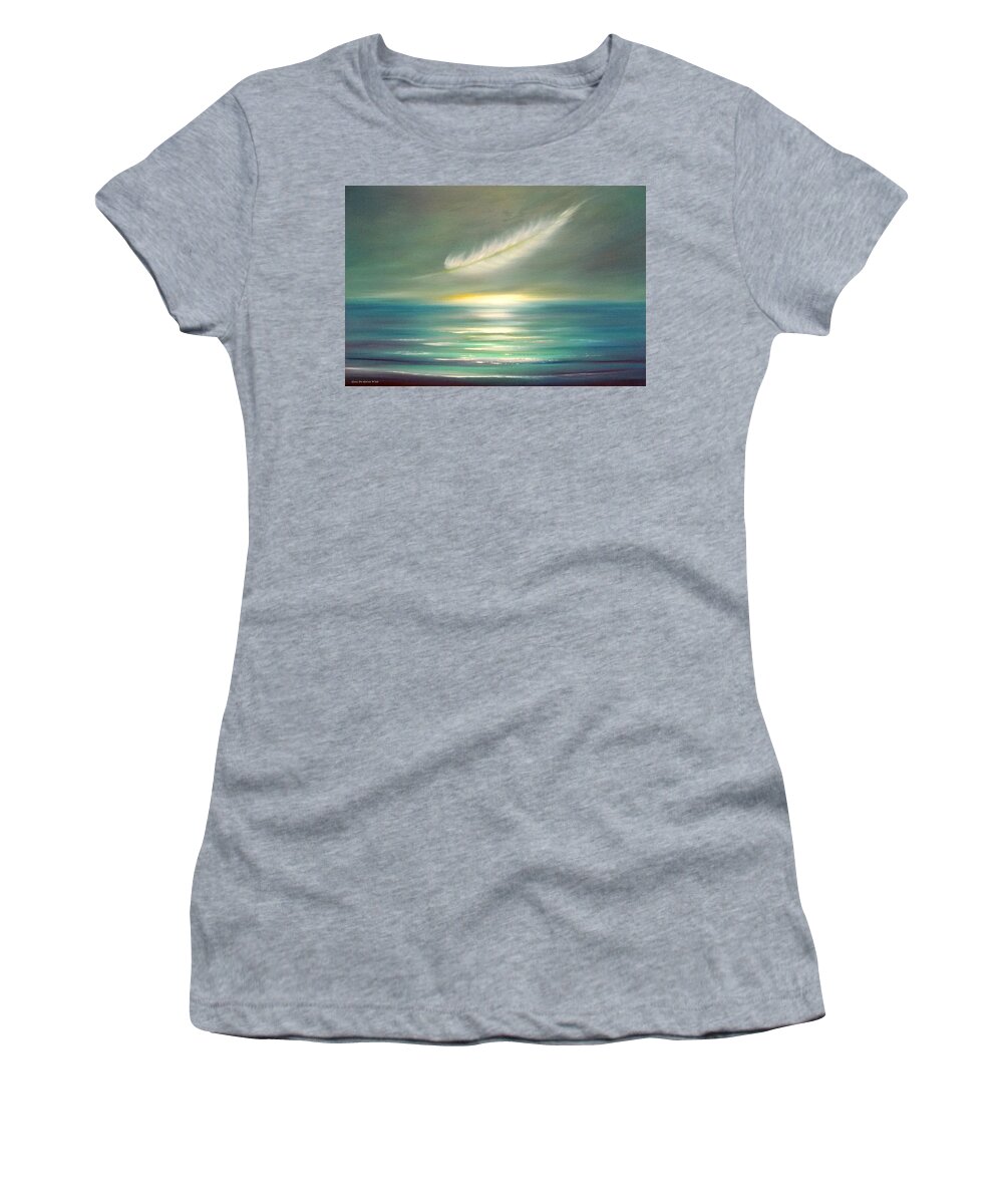 Sunset Women's T-Shirt featuring the painting Feather at Sunset by Gina De Gorna