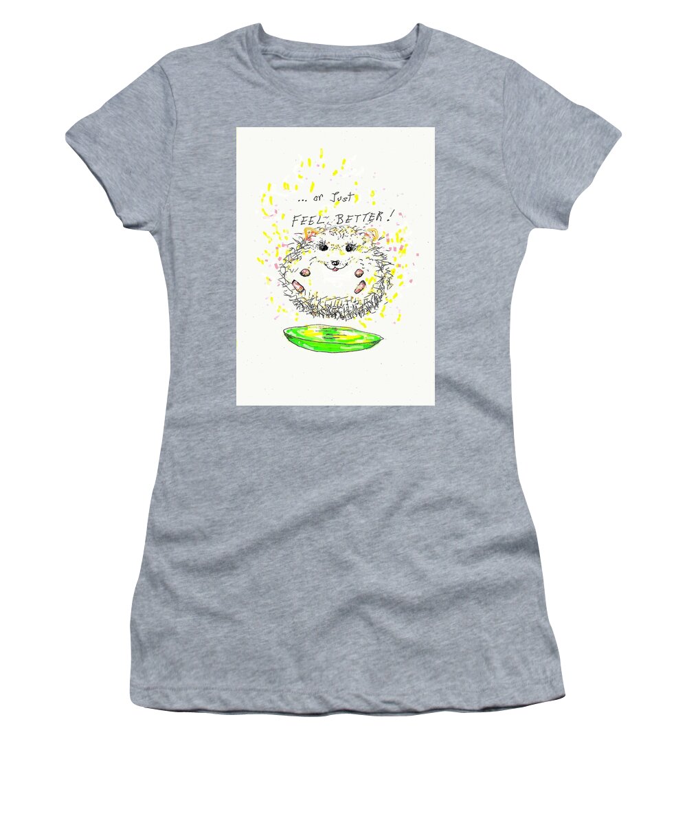 Hedgehog Women's T-Shirt featuring the drawing Feel Better by Denise F Fulmer