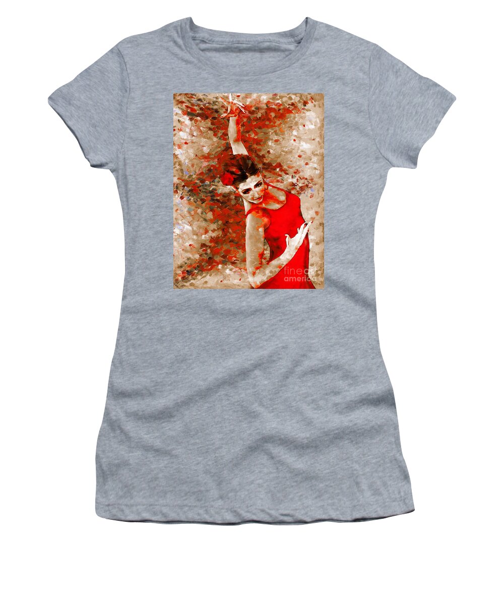 Flamenco Women's T-Shirt featuring the painting Female dream dancer by Gull G