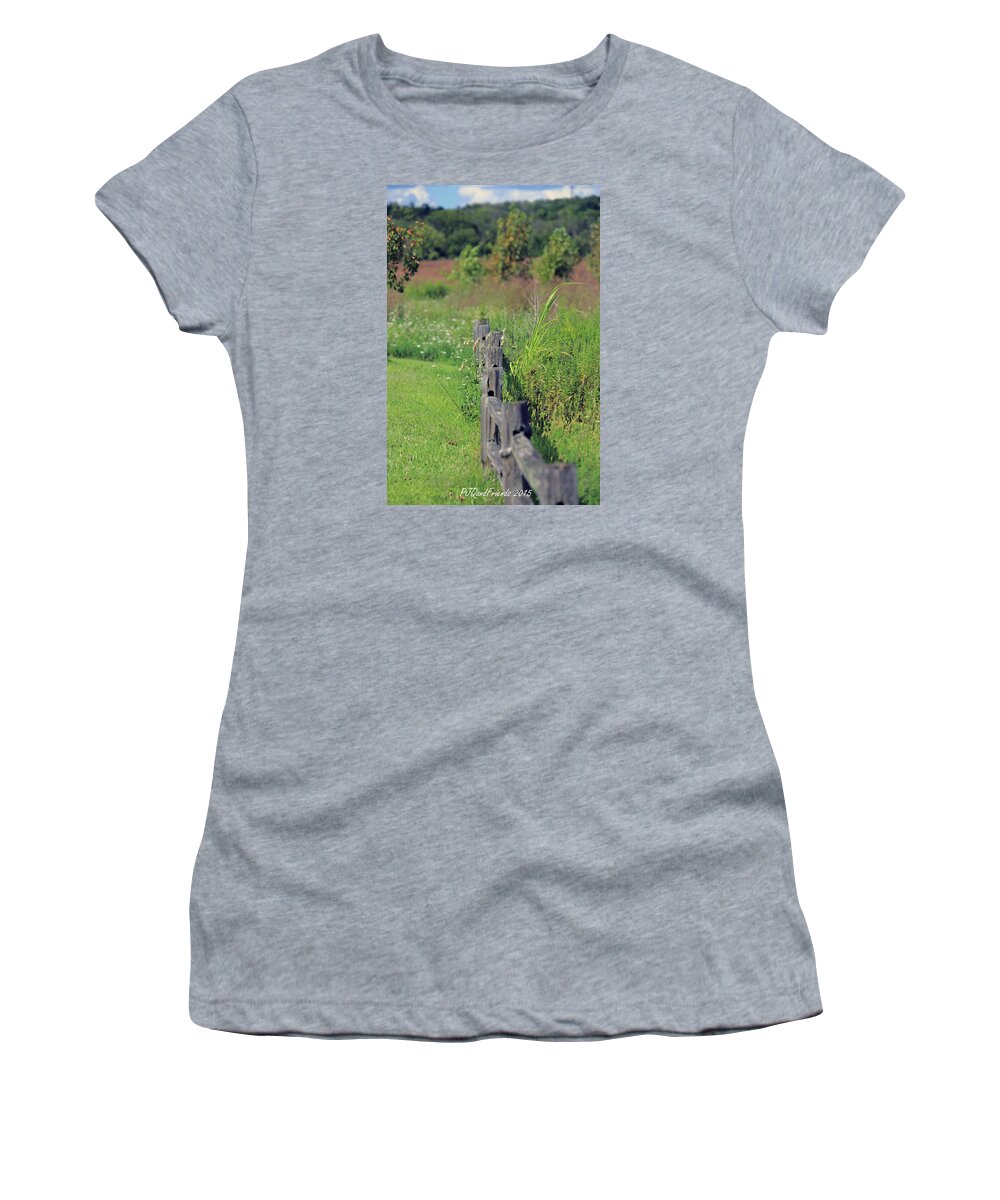 Fenceline Women's T-Shirt featuring the photograph Fenceline by PJQandFriends Photography