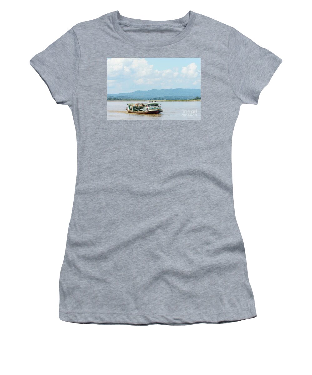 River Women's T-Shirt featuring the photograph Ferry on the Chindwin 3 by Werner Padarin