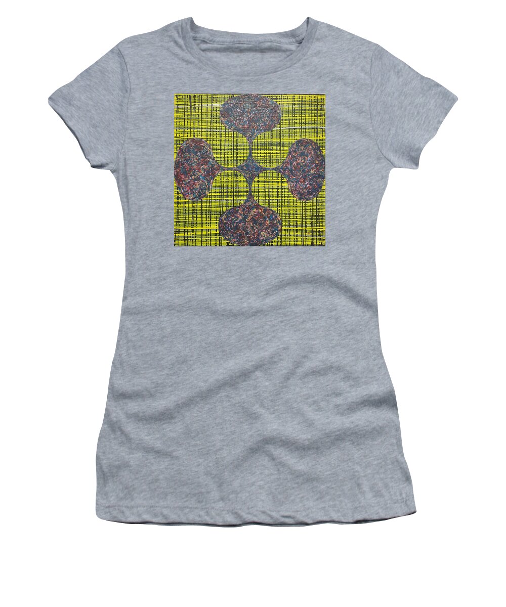 Abstract Geometric Hard Edge Op Art Optical Expressionism Color Field Modern Contemporary Women's T-Shirt featuring the painting Ffp #2 by James Hamilton