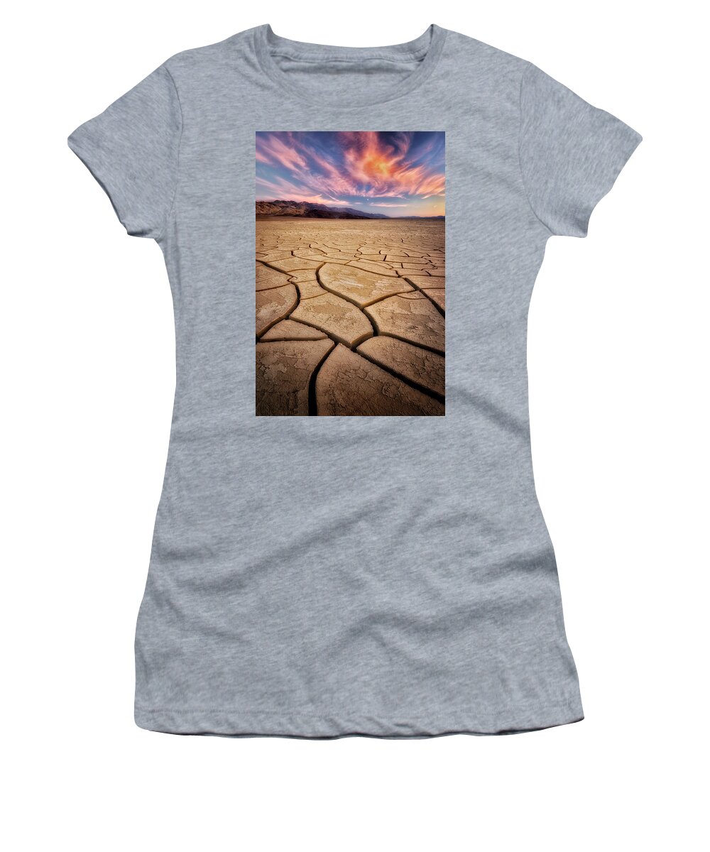 Desert Women's T-Shirt featuring the photograph Field of Cracks by Nicki Frates