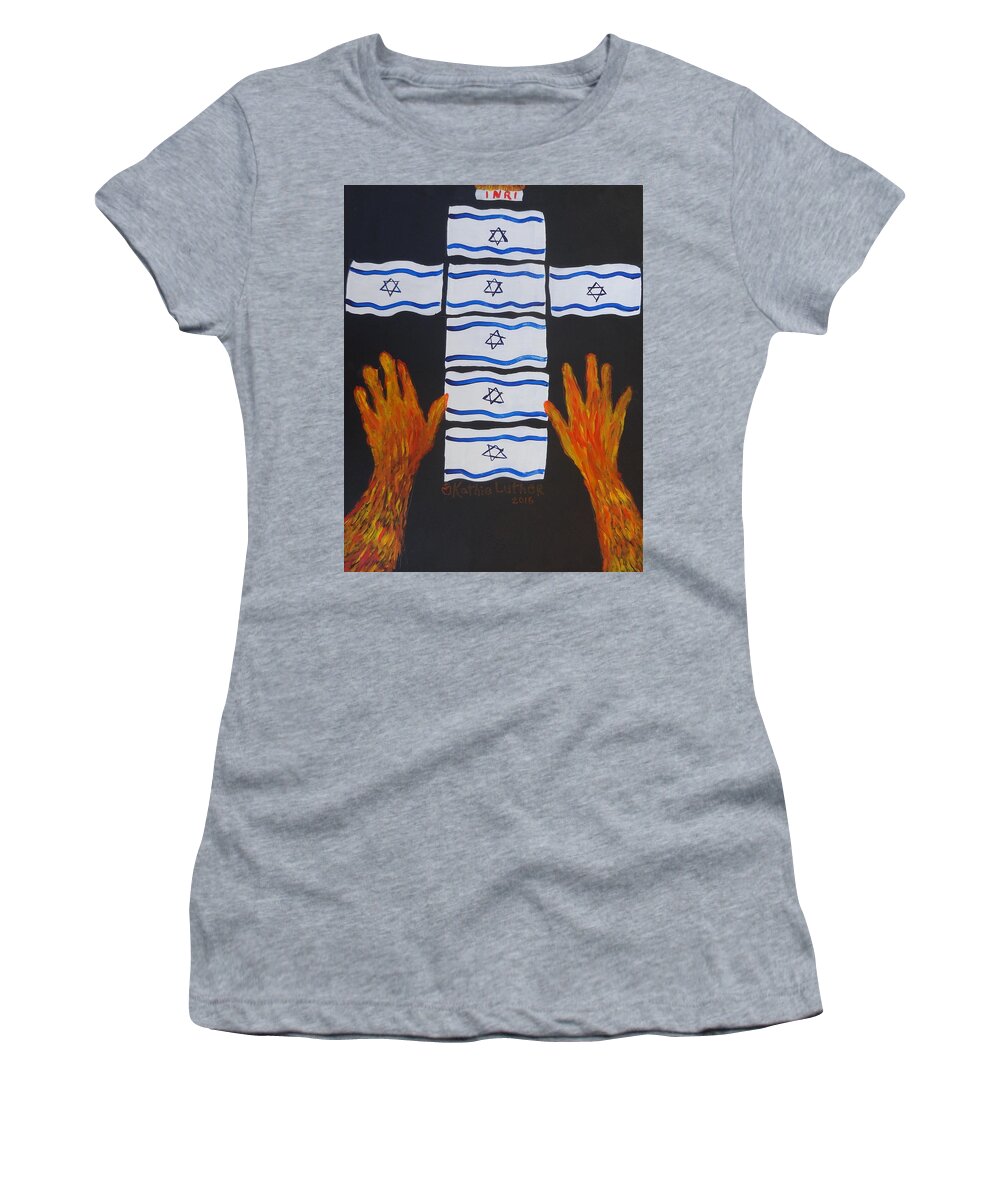 Israel Women's T-Shirt featuring the painting Fiery Intercession for Israel by Kathleen Luther