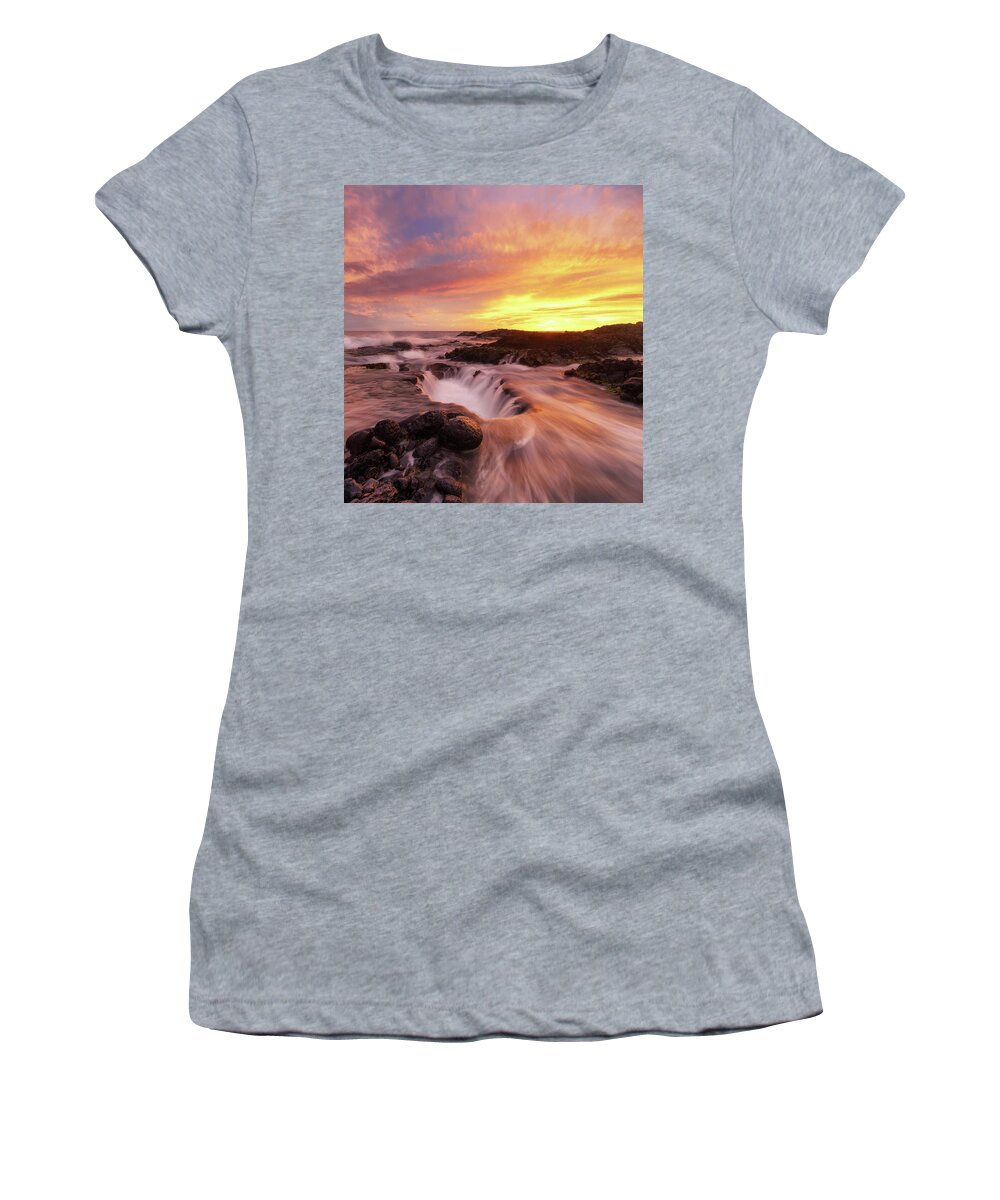 Hawaii Women's T-Shirt featuring the photograph Fiery Sunset by Christopher Johnson