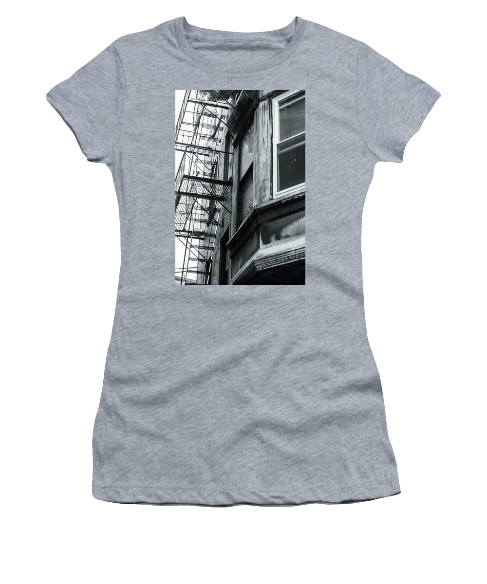 Stairs Women's T-Shirt featuring the photograph Fire escape stairs 3 by Jason Hughes