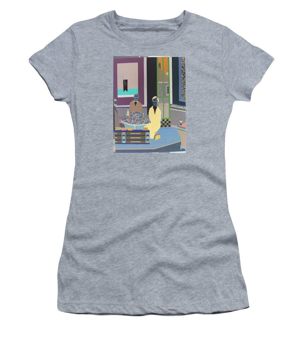 Cafe Women's T-Shirt featuring the painting First To Arrive by Bill OConnor
