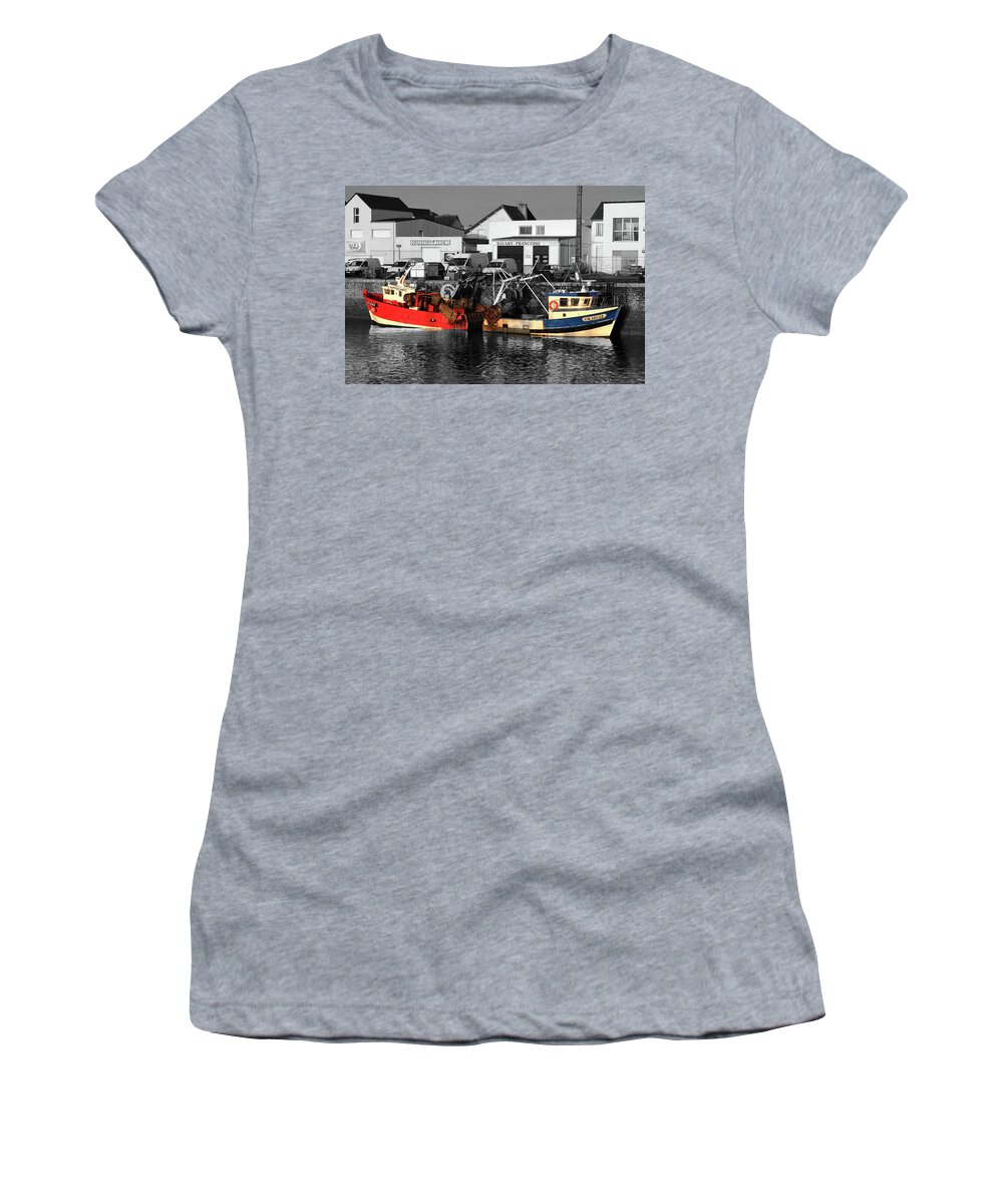 Ships Women's T-Shirt featuring the photograph Fishing Boats In Sheltered Harbour by Aidan Moran