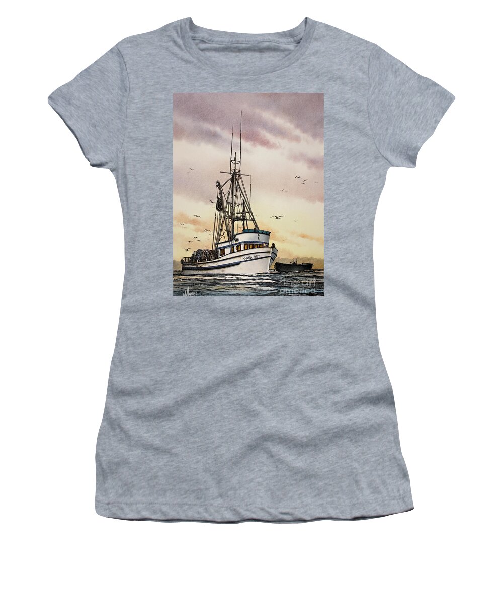 Watercolors Women's T-Shirt featuring the painting Fishing Vessel Yankee Boy by James Williamson