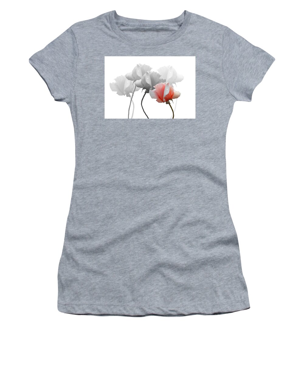 Roses Women's T-Shirt featuring the photograph Five Roses by Rosalie Scanlon