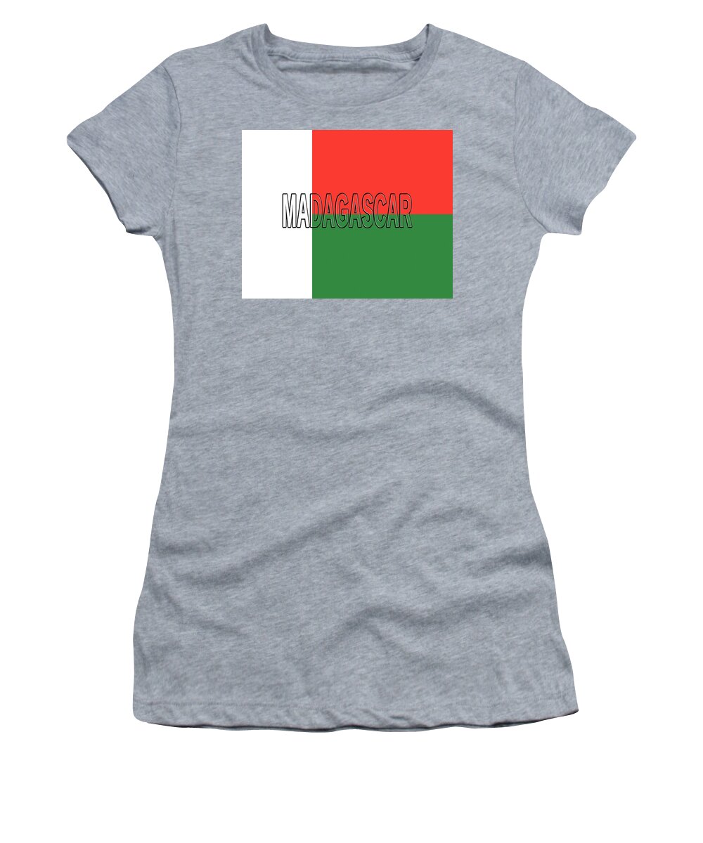 Madagascar Women's T-Shirt featuring the digital art Flag of Madagascar Word by Roy Pedersen
