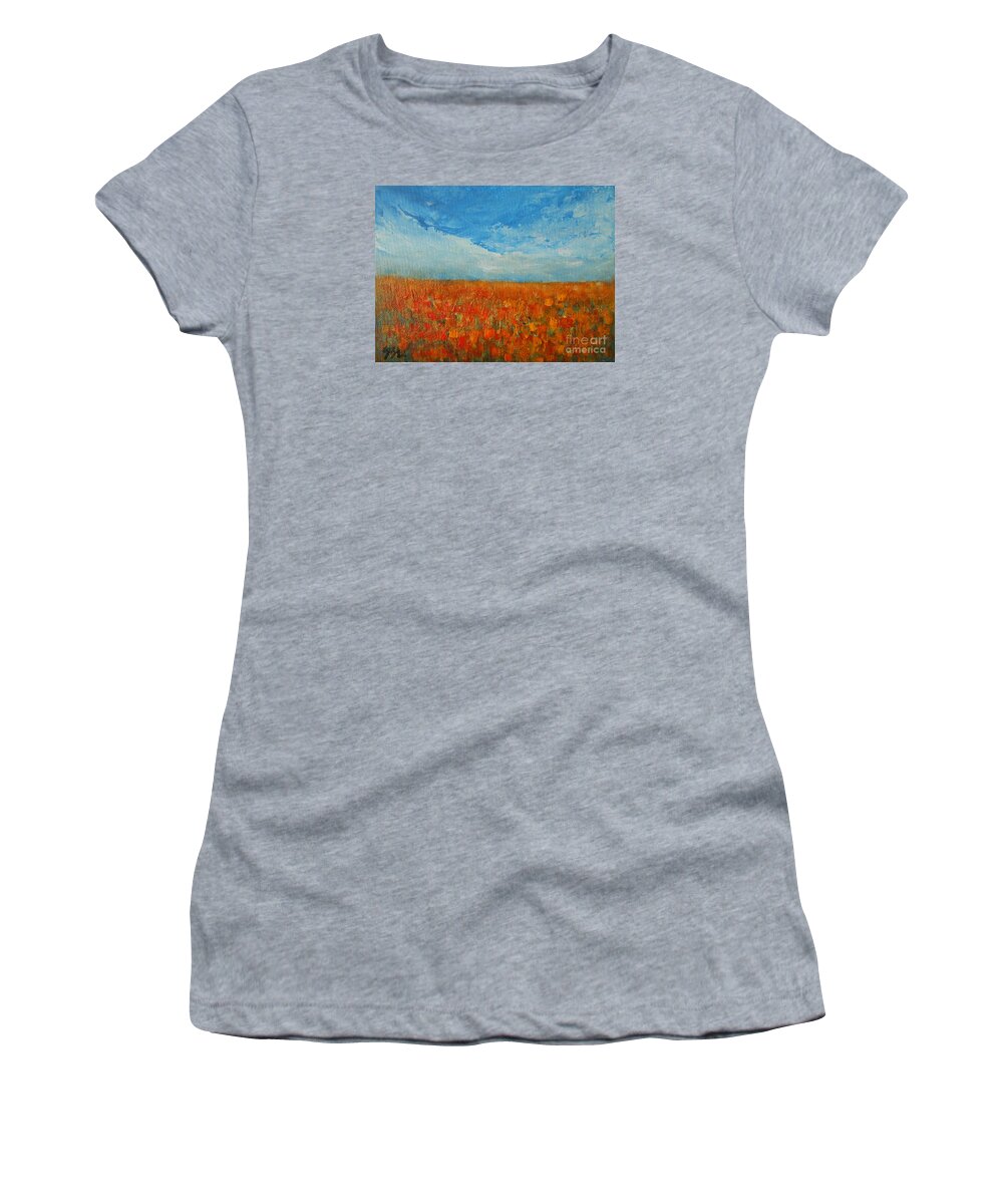 Abstract Women's T-Shirt featuring the painting Flaming Orange by Jane See