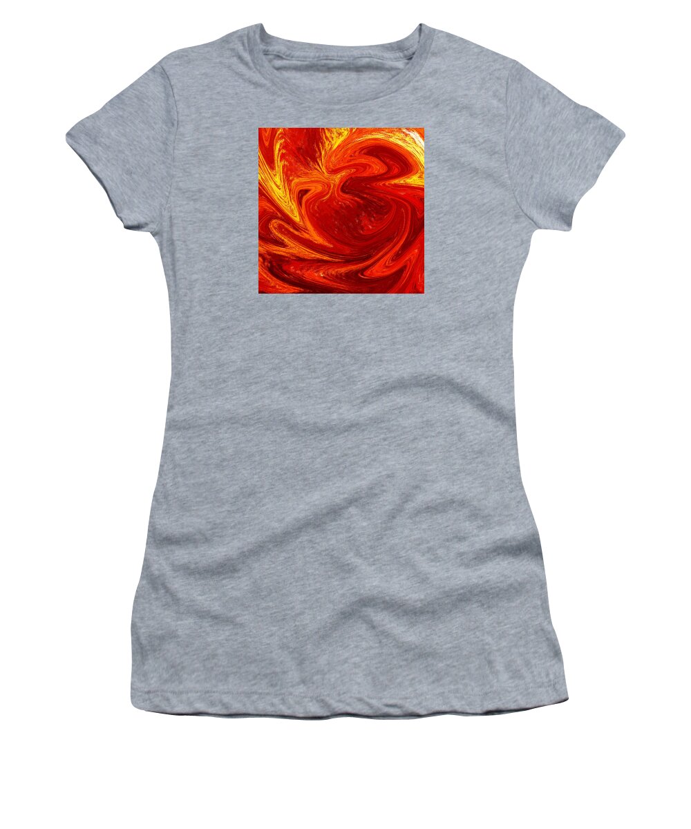 Abstract Women's T-Shirt featuring the painting Flaming Vortex Abstract by Irina Sztukowski