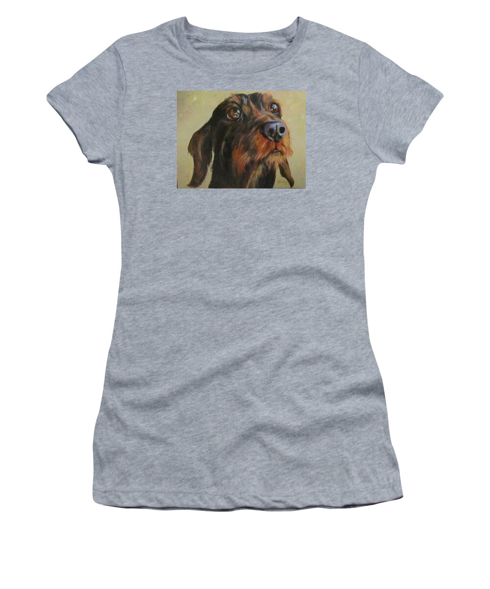 Dog Women's T-Shirt featuring the painting Flavi by Barbara O'Toole