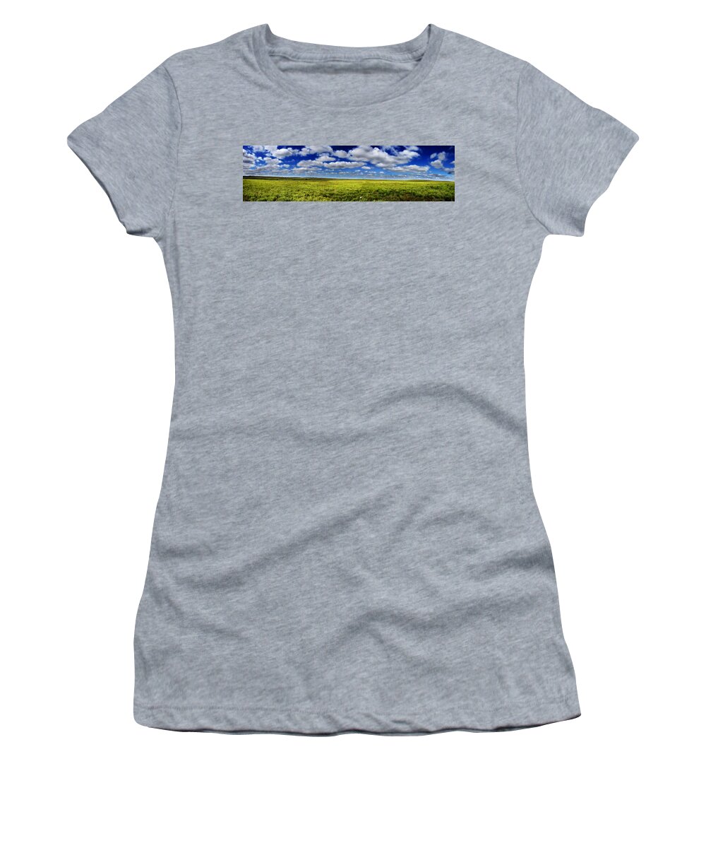 Flint Hills Women's T-Shirt featuring the photograph Flint Hills Panorama 1 by Eric Benjamin