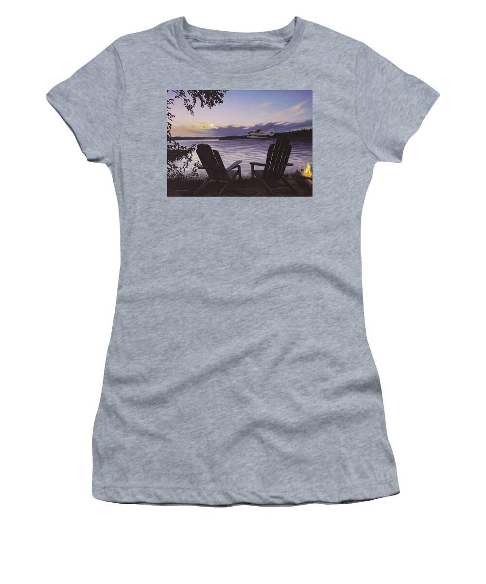 Plane Women's T-Shirt featuring the painting Float Plane by Anthony J Padgett
