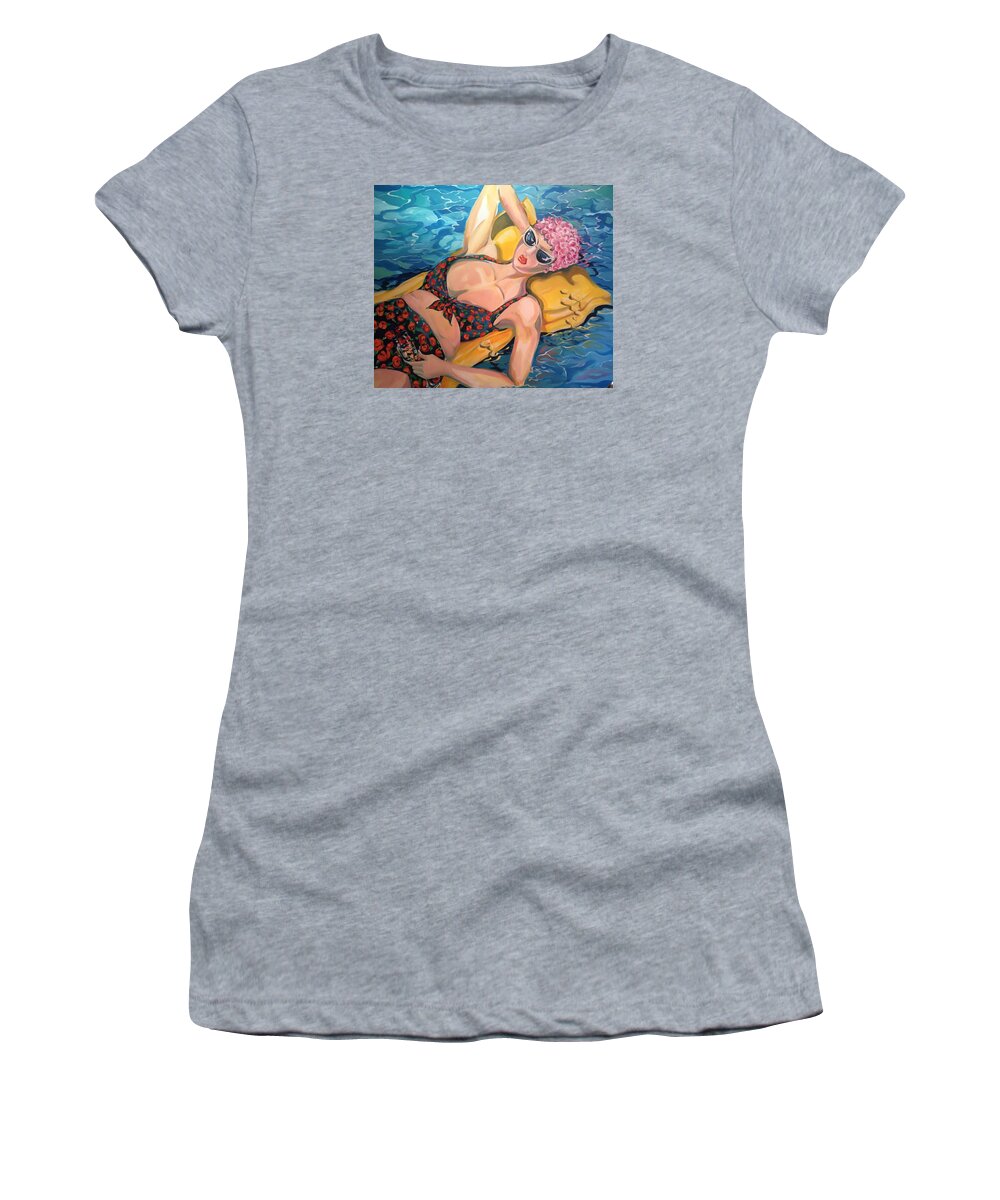 Bathing Beauty Women's T-Shirt featuring the painting Floating Beauty by Heather Roddy