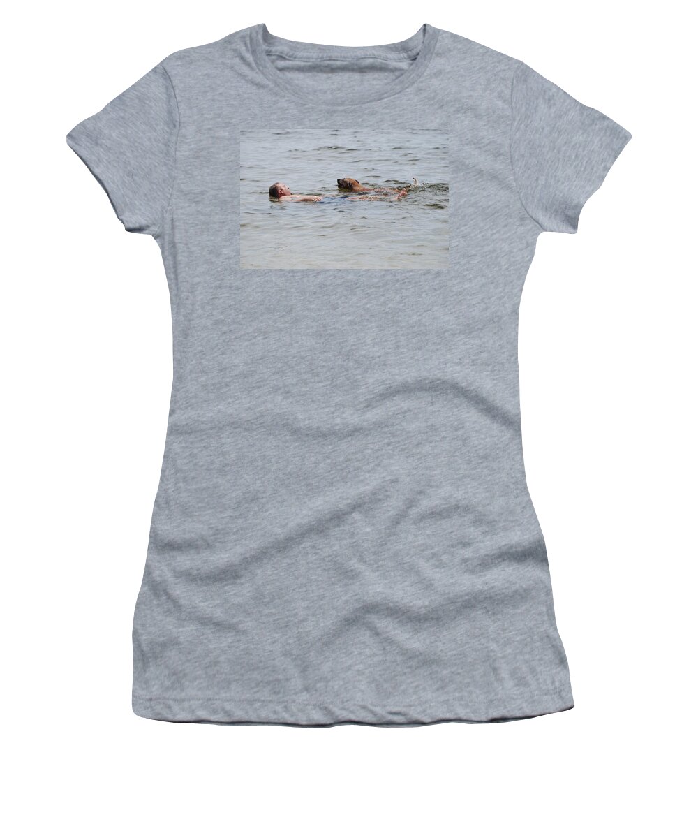 Man Women's T-Shirt featuring the photograph Floating In The Sea by Rob Hans