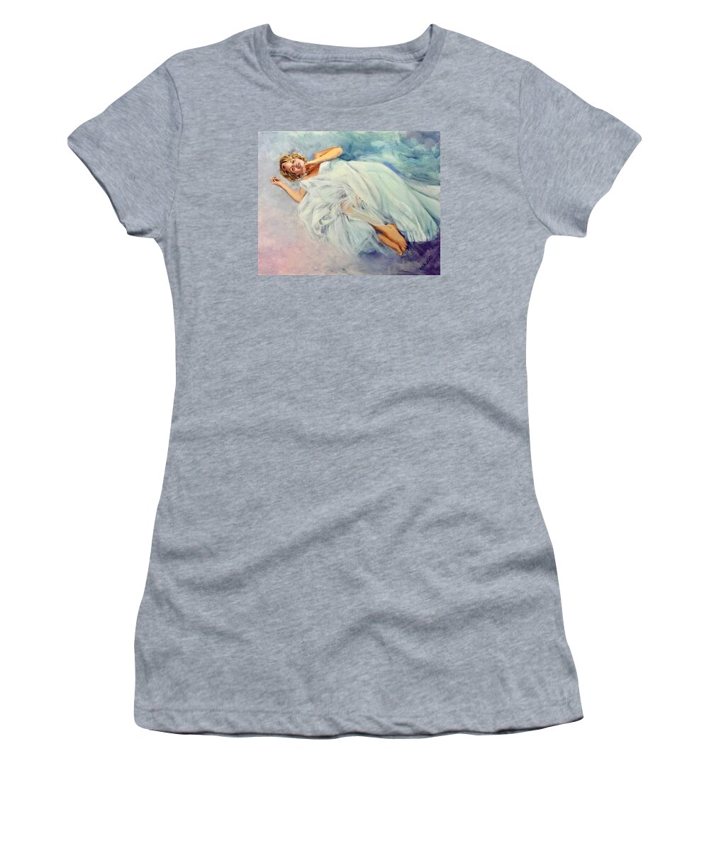 Floating Women's T-Shirt featuring the painting Floating on a Dream by Connie Schaertl