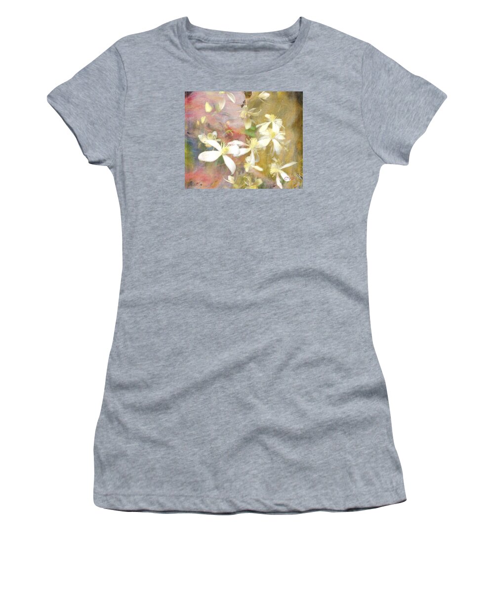 Flowers Women's T-Shirt featuring the digital art Floating Petals by Colleen Taylor