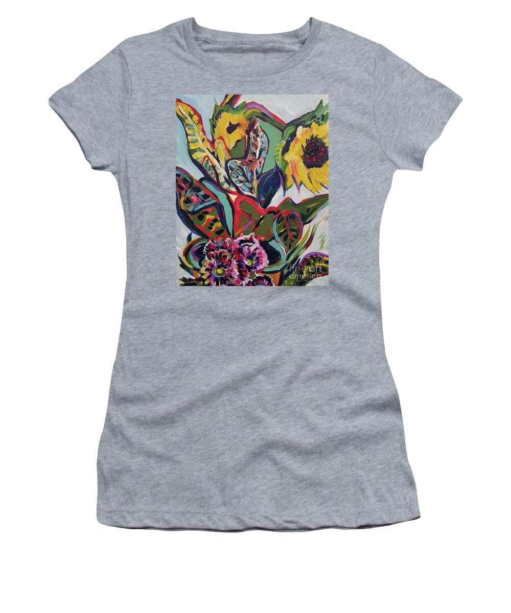 Sunflower Women's T-Shirt featuring the painting Floral Composition by Catherine Gruetzke-Blais