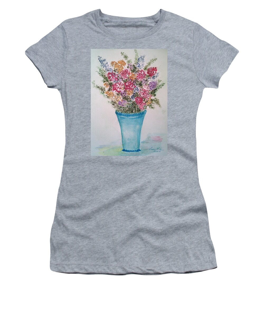 Floral Women's T-Shirt featuring the painting Floral Inked by Susan Nielsen