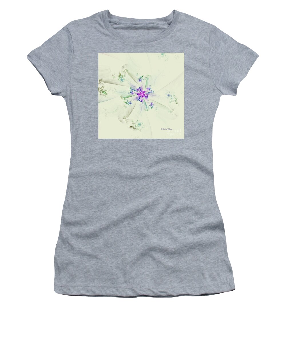 Abstract Women's T-Shirt featuring the digital art Floral Spiral by Deborah Benoit