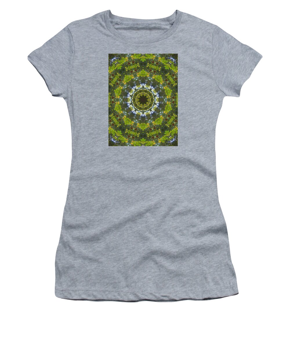 Flower Mandala Women's T-Shirt featuring the painting Flower mandala 30 by Jeelan Clark